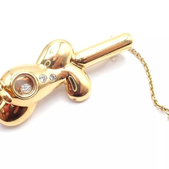 Authentic! Vintage Chopard 18k Yellow Gold Happy Diamond Airplane Tie Clip Clasp - Picture 5 of 10